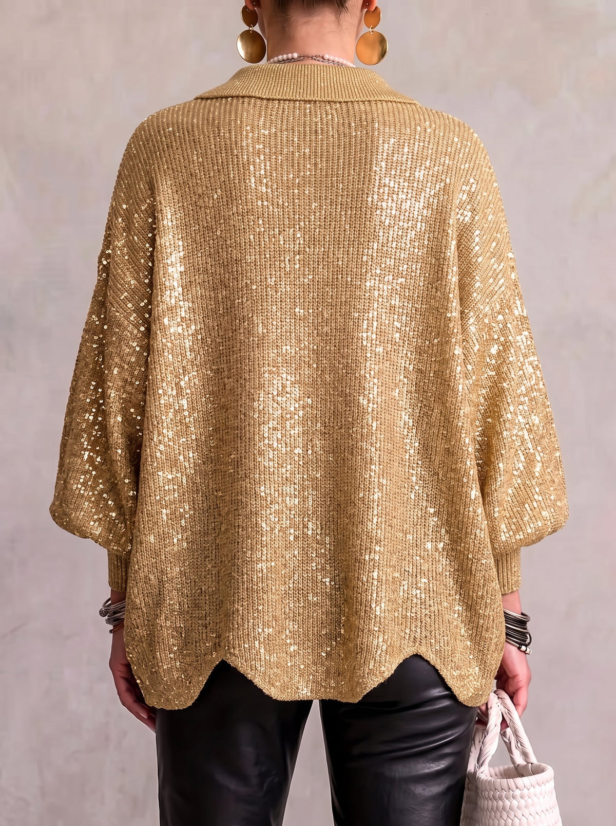 Karina オーバーサイズ 襟付きボタンカーディガン